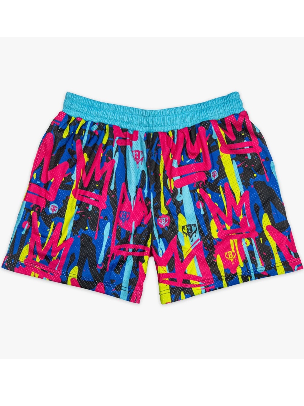 Baseball Lifestyle 101 || Graffiti Crown Shorts Lined Pink Blue Adult Medium